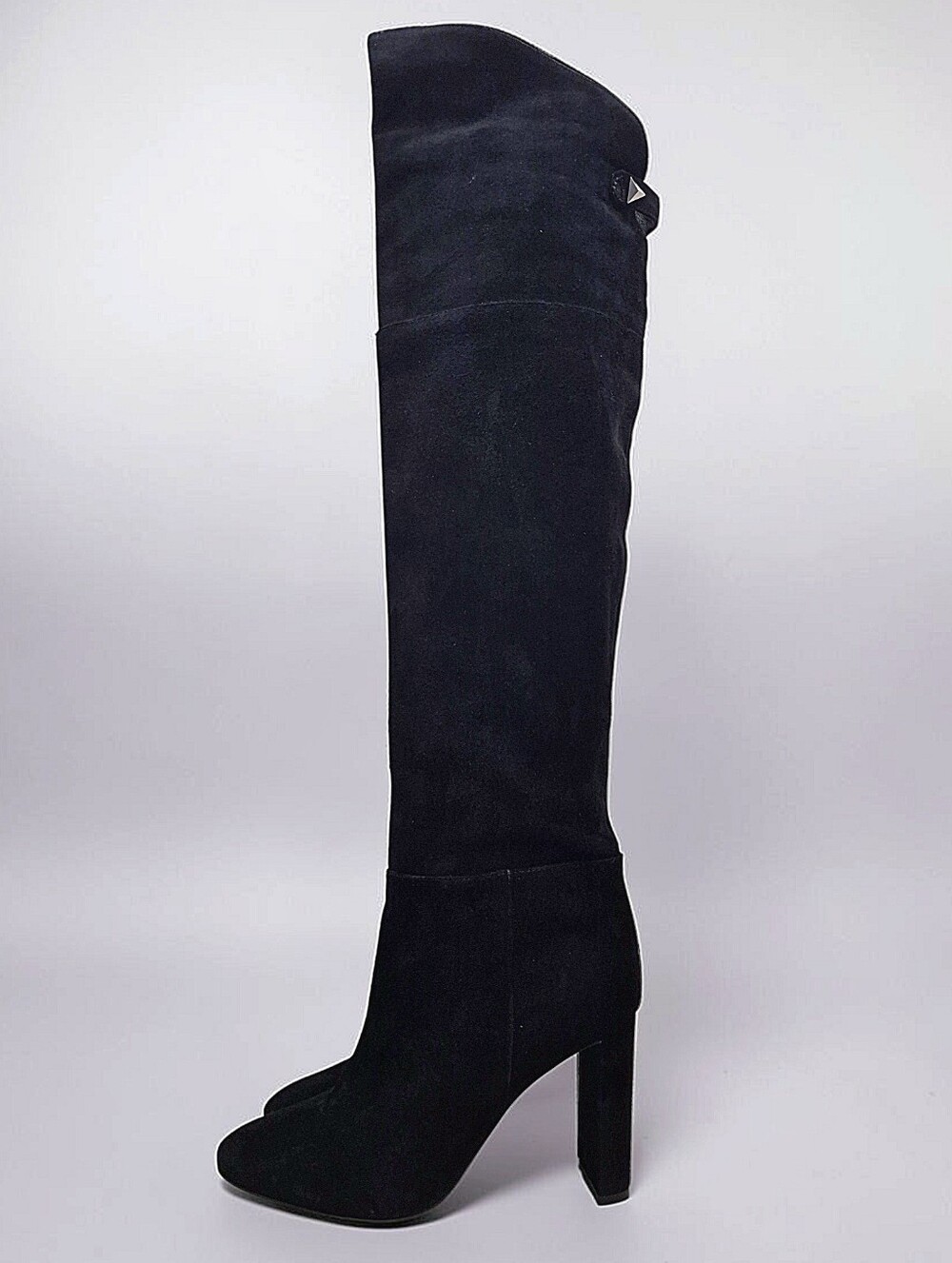 Schutz Austine Black Suede Over the Knee Boots 9 Block Heel Round Toe - Picture 7 of 16